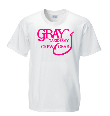 Gray Taxidermy Crewgear "Stuff It" T-Shirt, White/Pink
